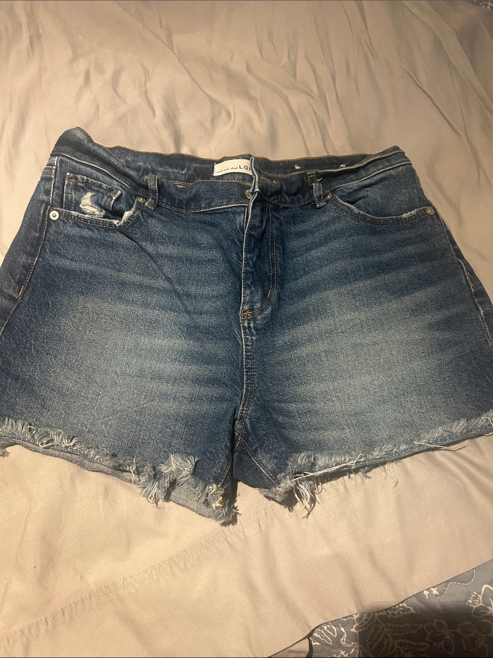 Loft Denim Frayed Hem Women's Shorts - Blue